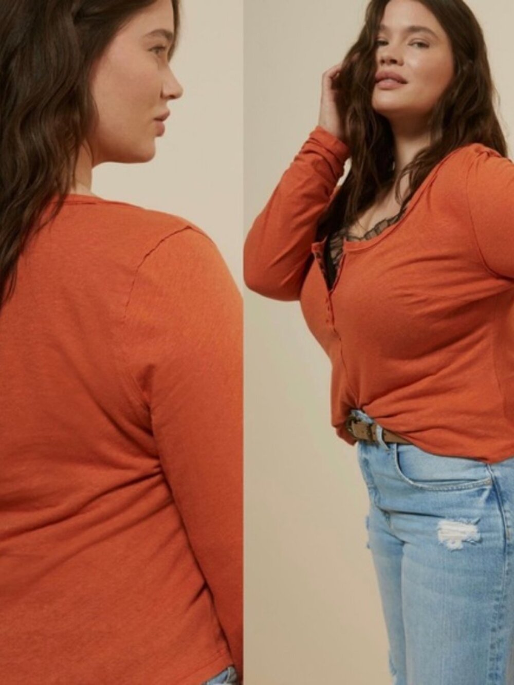 NWT DEFECTIVE $68 Anthropologie x Pilcro Coral Sustainable Pullover Henley M